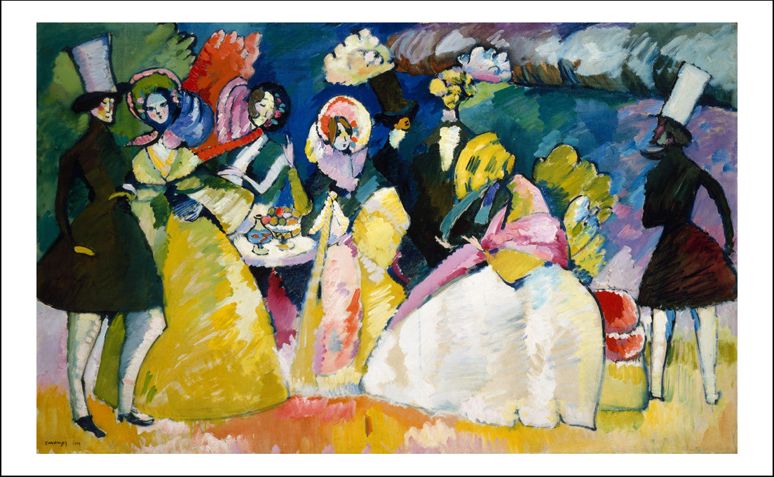 Group in Crinolines, 1909 by Wassily Kandinsky, 12x8"(A4) Poster Print