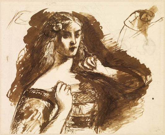 a young Woman, 1850-51 by Dante Gabriel Rossetti, English Pre-Raphaelite Painter,12x8"(A4) Poster Print