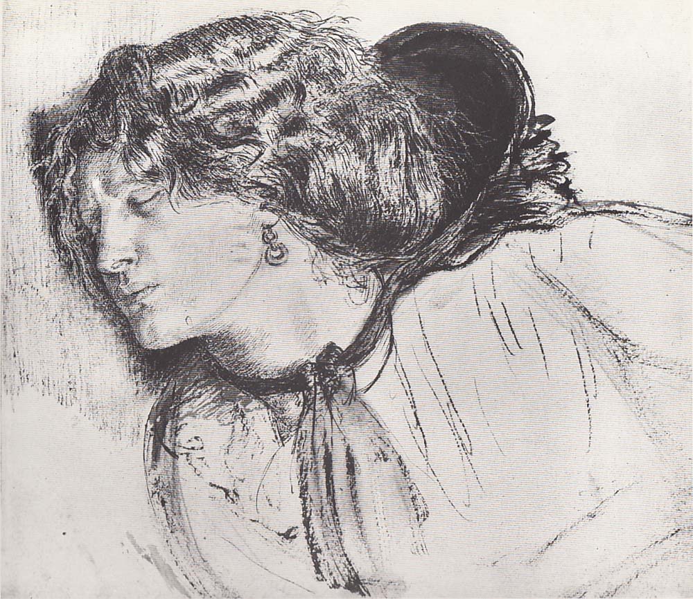Head for Found (Fanny Cornforth), 1858 by Dante Gabriel Rossetti, English Pre-Raphaelite Painter,12x8"(A4) Poster Print