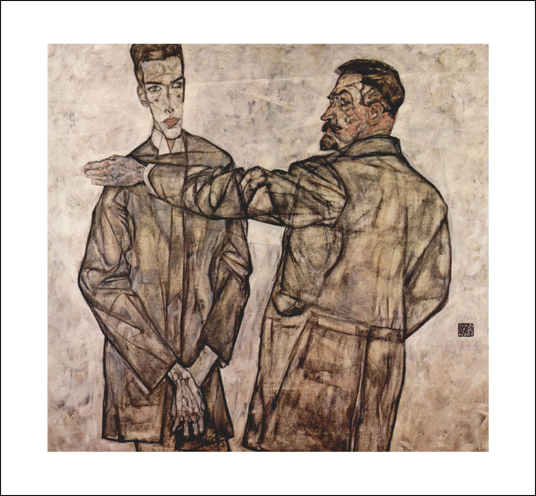 Heinrich Bensch and his son Otto by Egon Schiele, 12x8" (A4) Poster Print