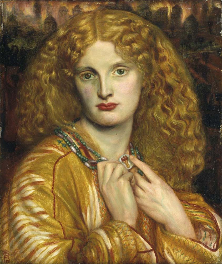 Helen of Troy, 1863 by Dante Gabriel Rossetti, pre-Raphaelite artist, 16x12" (A3) Poster
