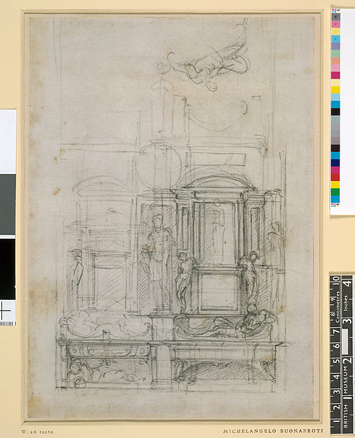 Study for a double tomb c1520-25-Michelangelo Buonarroti,16x12"(A3)Poster