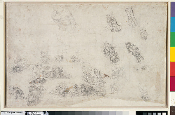 Sketches for the Lower Left-Hand Corner of the Last Judgment , Poster Print Wall Art