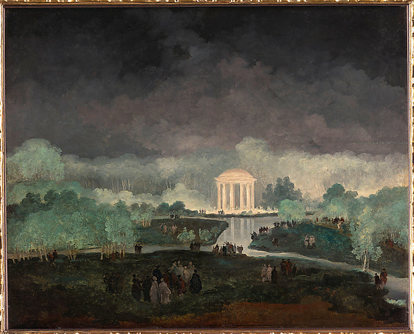 Hubert Robert:Nighttime Festivities with Fireworks in the Ga-16x12"(A3) Poster