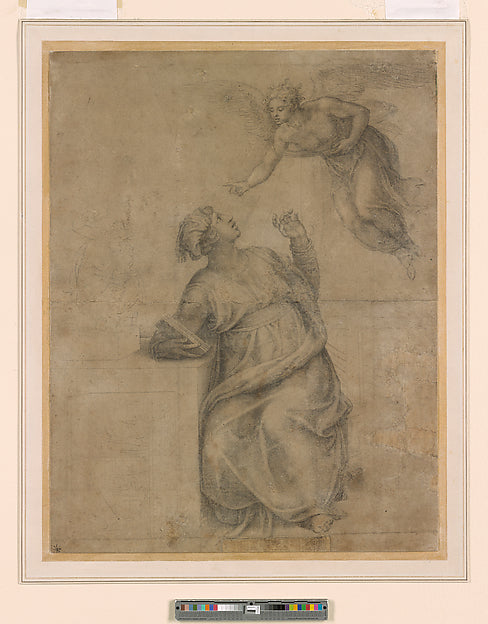 The Annunciation c1545-Attributed to Michelangelo Buonarroti,16x12"(A3)Poster
