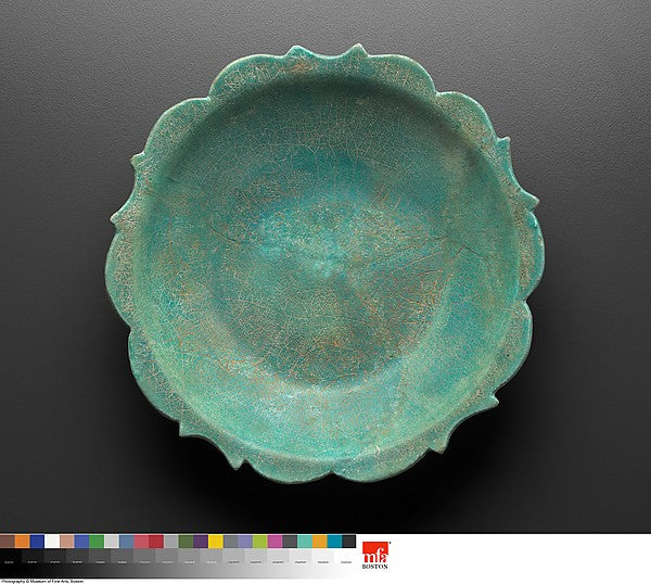 :Small Scalloped Dish with Turquoise Glaze late 11th–early 1-16x12"(A3) Poster