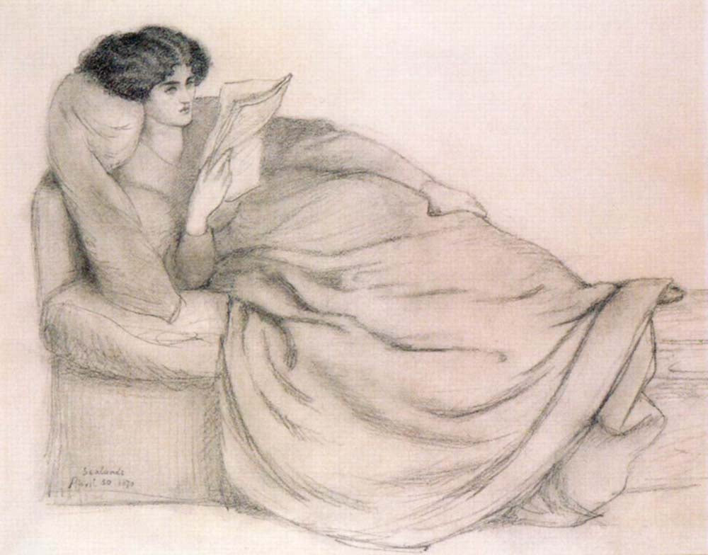 Jane Burden, 1879 by Dante Gabriel Rossetti, English Pre-Raphaelite Painter,16x12"(A3) Poster Print