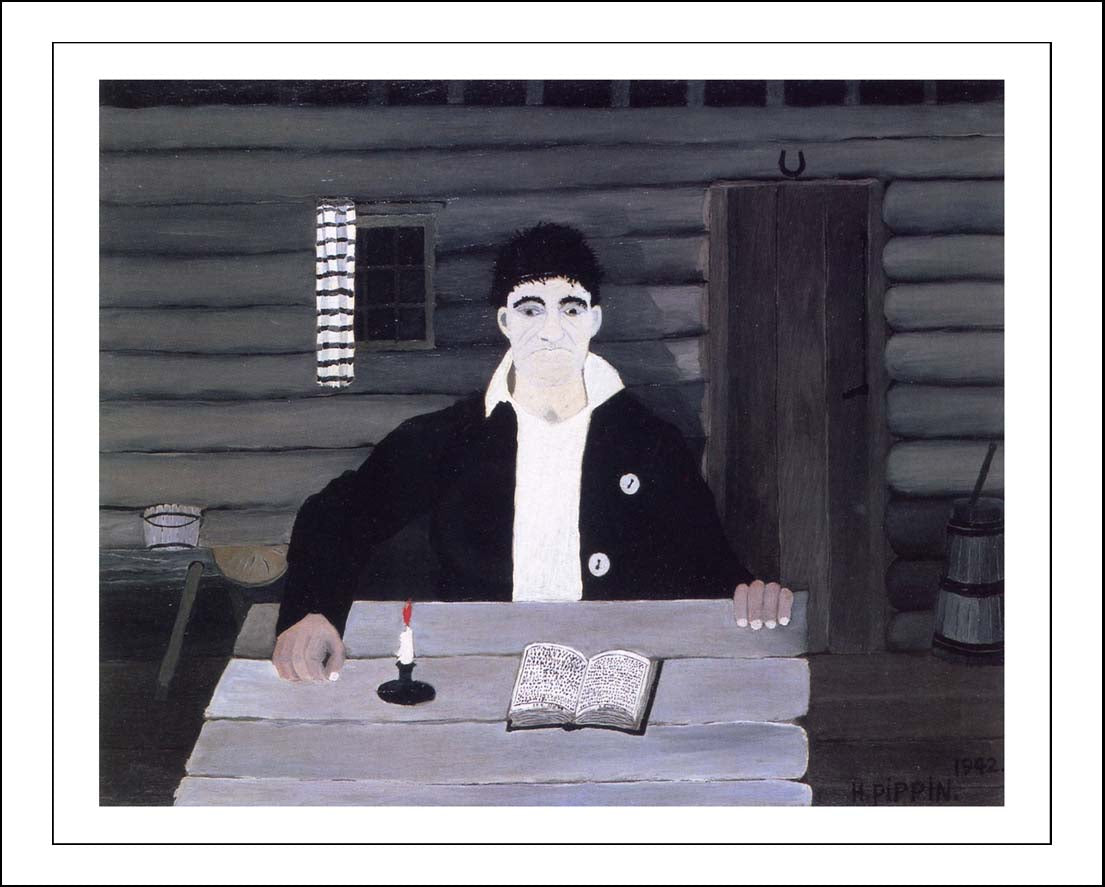 John Brown Reading His Bible 1942 by Horace Pippin, Classic African American artwork, 16x12" (A3) Poster Print