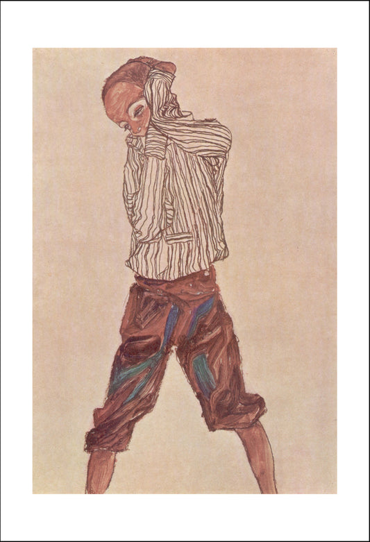 Boy in striped shirt by Egon Schiele, 12x8" (A4) Poster Print