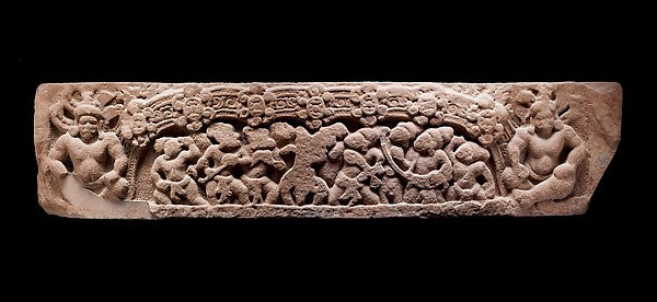 Lintel with Dancers and Musicians Flanked by Nagarajas late 6,16x12"(A3)Poster