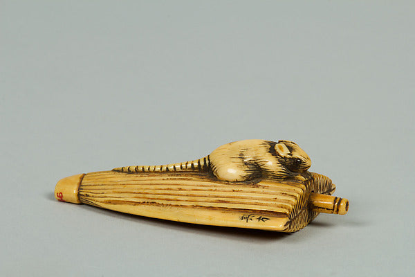 Netsuke of Mouse on an Umbrella 19th cent, Poster Print