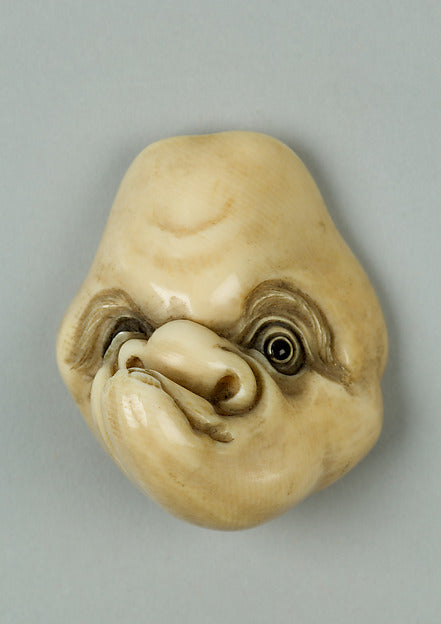Netsuke of Mask with Man's Lopsided Face 19th cent, Poster Print