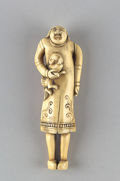 Netsuke of Foreigner Carrying a Dog 19th cent,16x12"(A3) Poster