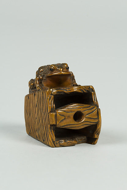 Netsuke of Frog on Old Well Bucket 19th cent, Poster Print Wall Art