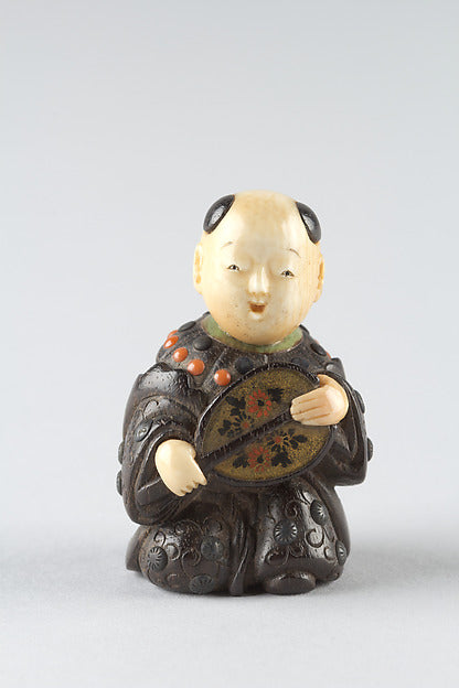 Netsuke of Boy with a Fan 19th cent, Poster Print Wall Art
