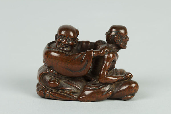 Netsuke of Two Figures 18th cent, Poster Print Wall Art