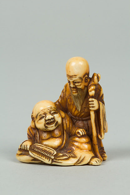 Netsuke of Hotai and Fukurokujin 18th cent, Poster Print