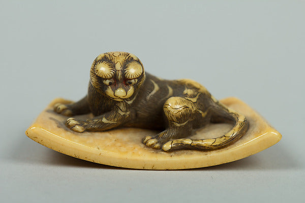 Netsuke of Tiger Lying on a Mat 19th cent, Poster Print