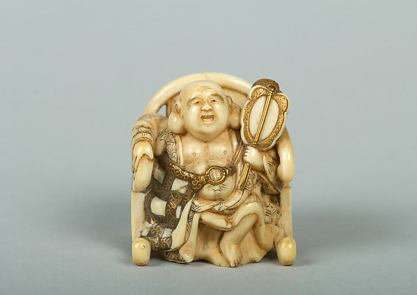 Netsuke of Hotei Seated in an Armchair 19th cent, Poster Print