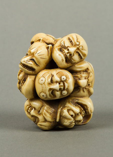 Netsuke of Thirteen Masks 19th cent, Poster Print
