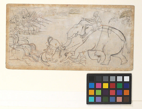 Skirmish with an Elephant c1800,16x12"(A3)Poster