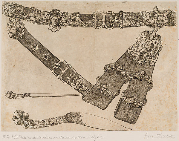 Pierre Woeiriot de Bouzey II:Design for a Sword-belt Knife a-16x12"(A3) Poster