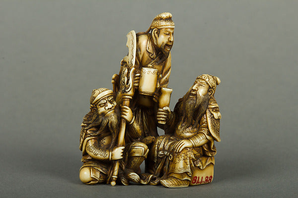 Netsuke of Group of Figures 19th cent, Poster Print Wall Art
