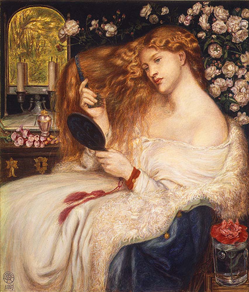 Lady Lilith, 1867 by Dante Gabriel Rossetti, pre-Raphaelite artist, 16x12" (A3) Poster