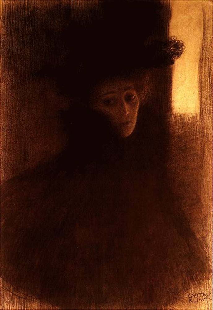 Lady with Cape and Hat - Gustav Klimt - 1897-1898, 16x12" (A3) Poster Print