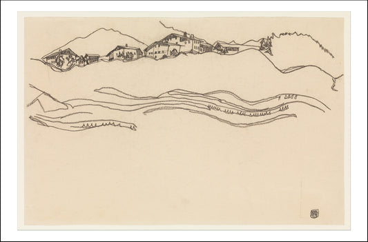 Landscape with Houses 1917 by Egon Schiele, 12x8" (A4) Poster Print