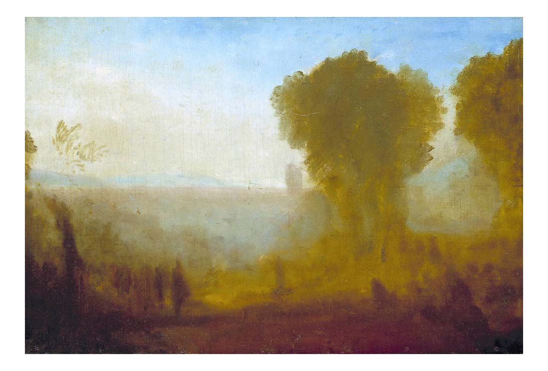 Landscape with Tower, Trees and Figures (possibly Arcueil near Paris), 1827-28 by John Mallord William Turner RA