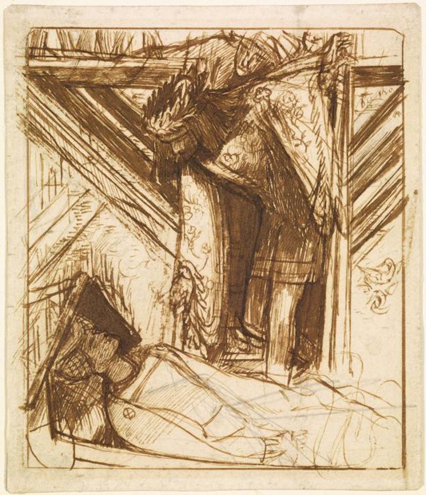 Launcelot& Lady Shalott 1856-57 by Dante Gabriel Rossetti, English Pre-Raphaelite Painter,12x8"(A4) Poster Print