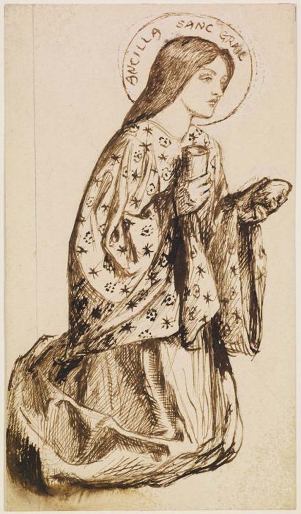 Launcelot at Holy Grail,1857 by Dante Gabriel Rossetti, English Pre-Raphaelite Painter,12x8"(A4) Poster Print