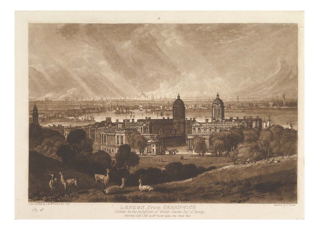 London from Greenwich, 1811 by John Mallord William Turner RA, 12x8"(A4) Poster