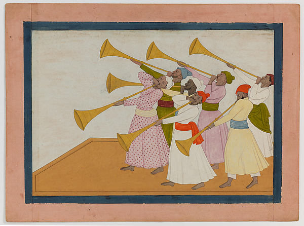 A Troupe of Trumpeters c1735–40-Attributed to Nainsukh,16x12"(A3)Poster