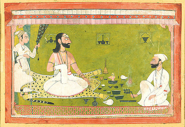 Raja Mahipat Dev of Mankot at Prayer c1680-Master of the Court,16x12"(A3)Poster