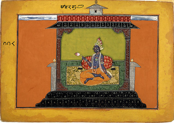 Krishna Longing for Radha: Folio from the Rasamanjari I Series,16x12"(A3)Poster
