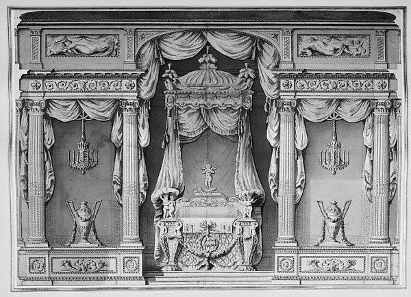 Design for a Canopy Bed in an Alcove c1770–90-Anonymous,Frenc,16x12"(A3)Poster