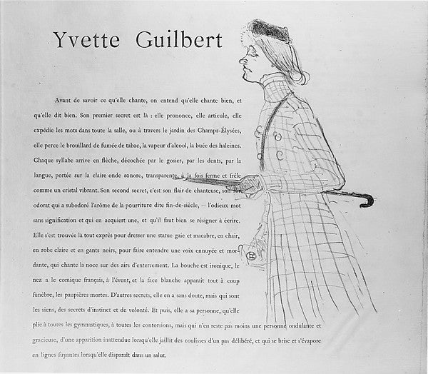 Yvette Guilbert 1894-Henri de Toulouse-Lautrec, Poster Print Wall Art