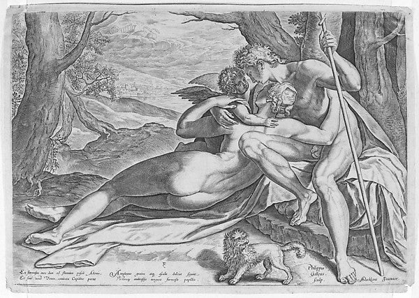 Venus and Adonis from the series The Story of Adonis c1579-Ph,16x12"(A3)Poster