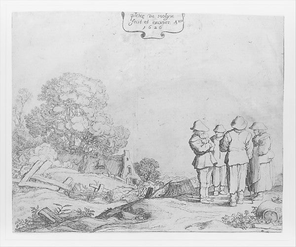 Three Peasants and a Woman 1626-Pieter de Molijn ,16x12"(A3)Poster