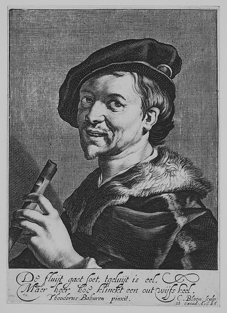 The Man with the Flute 1625-Cornelis Bloemaert,16x12"(A3)Poster