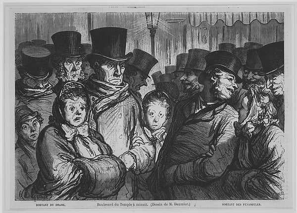 Sortant du Drame 19th cent-Designed by Honoré Daumier, Poster Print Wall Art