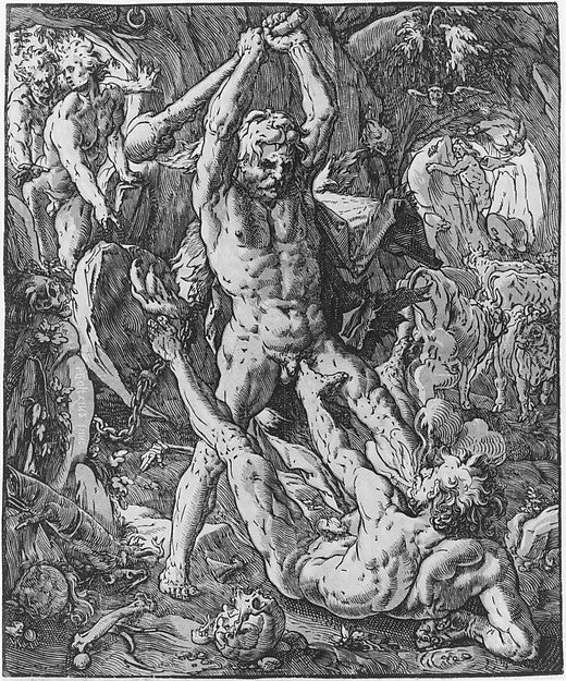 Hercules and Cacus 1588-Hendrick Goltzius,16x12"(A3)Poster
