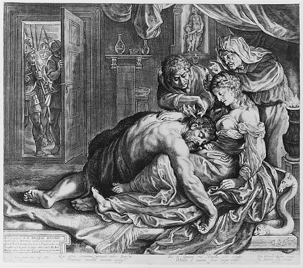 Samson and Delila 1585–1631-Jacob Matham,After Peter Paul Rub, Poster Print Wall Art