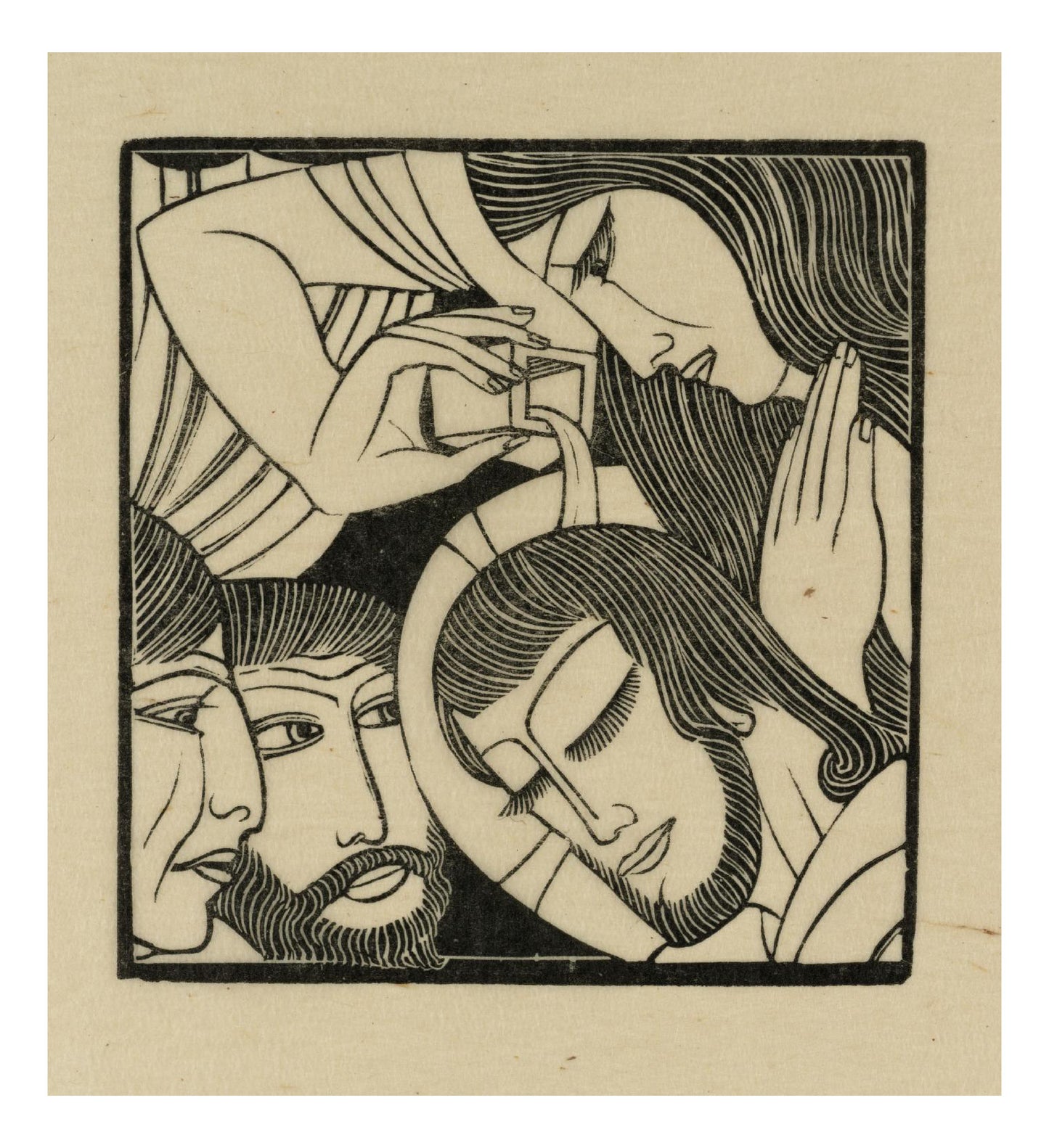 Mary Magdalen (Anointing Jesus) 1926, vintage art by Eric Gill, 12x8"(A4) Poster Print