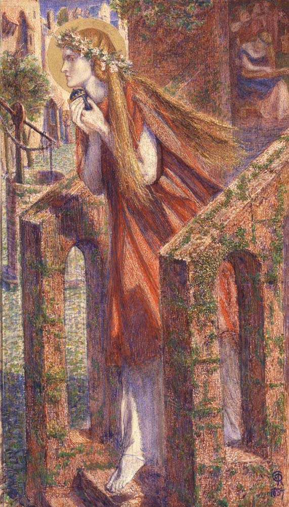 Mary Magdalene Leaving the House of Feasting, 1857 by Dante Gabriel Rossetti, pre-Raphaelite artist, 12x8" (A4) Poster