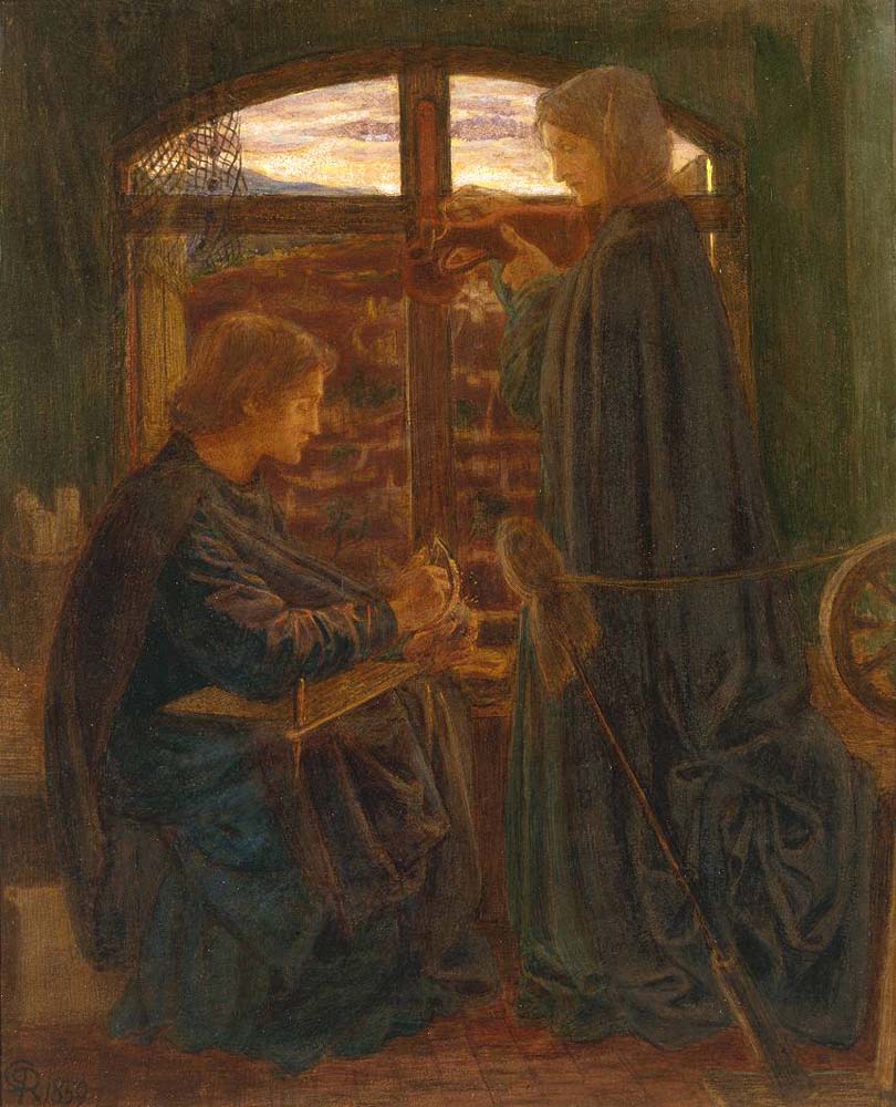 Mary in the House of John, 1859 by Dante Gabriel Rossetti, pre-Raphaelite artist, 16x12" (A3) Poster