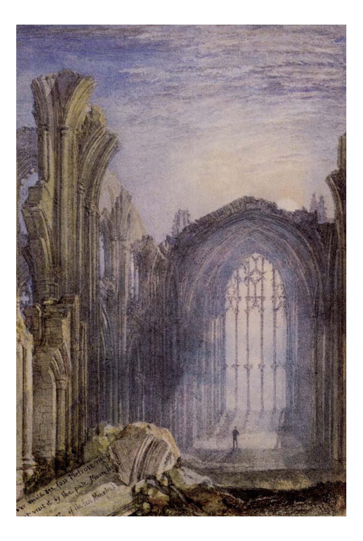 Melrose Abbey, 1822 by John Mallord William Turner RA, 12x8"(A4) Poster
