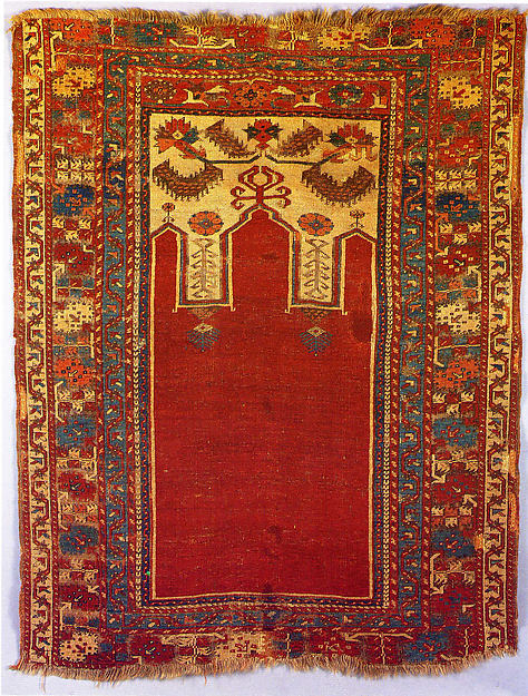 :Prayer Rug with Triple Arch Design probably late 18th centu-16x12"(A3) Poster